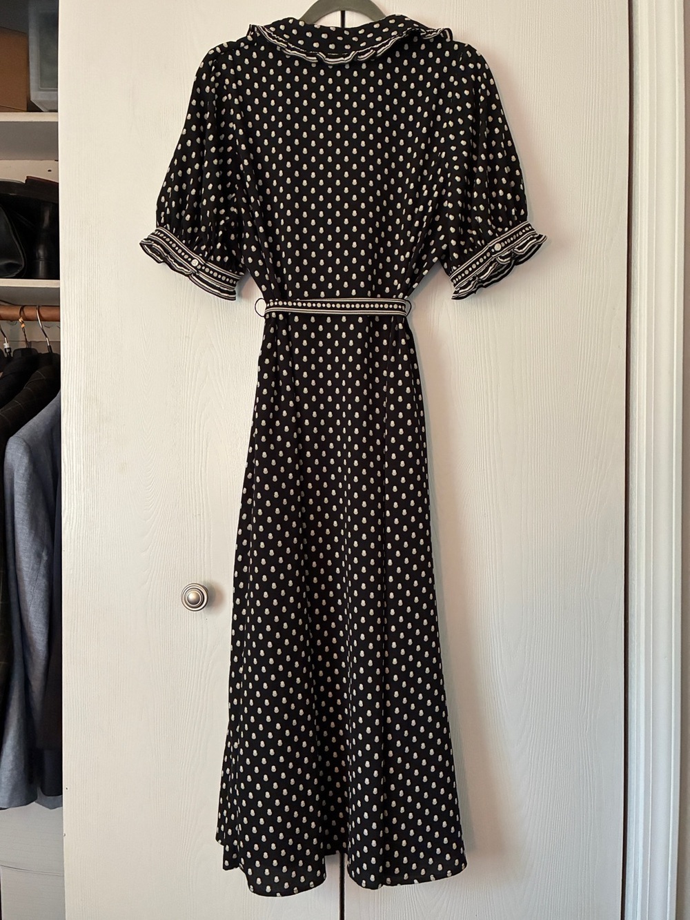 Max Studio Black and White Polka Dot Midi Dress - Picture 3 of 5